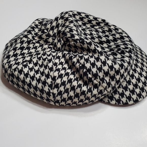 Black and white houndstooth newsboy cap fashion brim hat one size - Picture 14 of 15